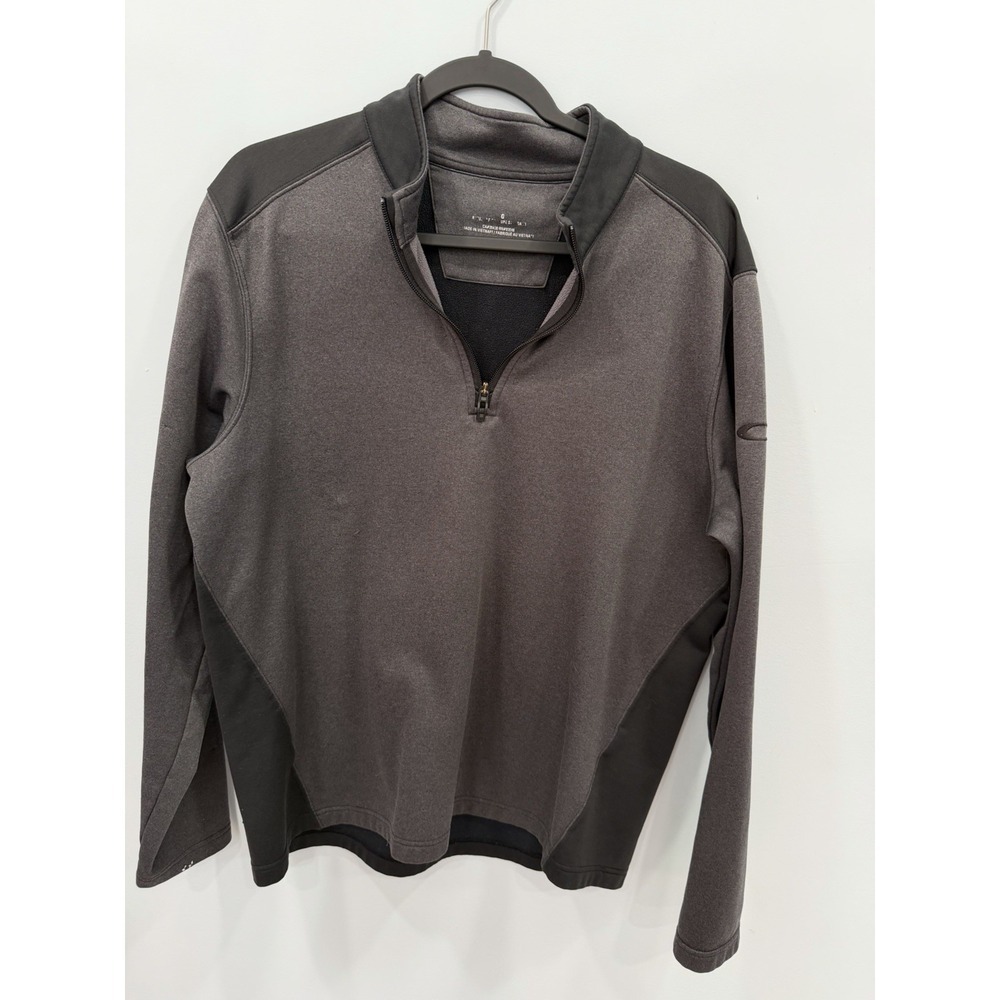 Oakley Men's Gray Black 1/4 Zip Pullover Large Athletic Casual Lightweight Top